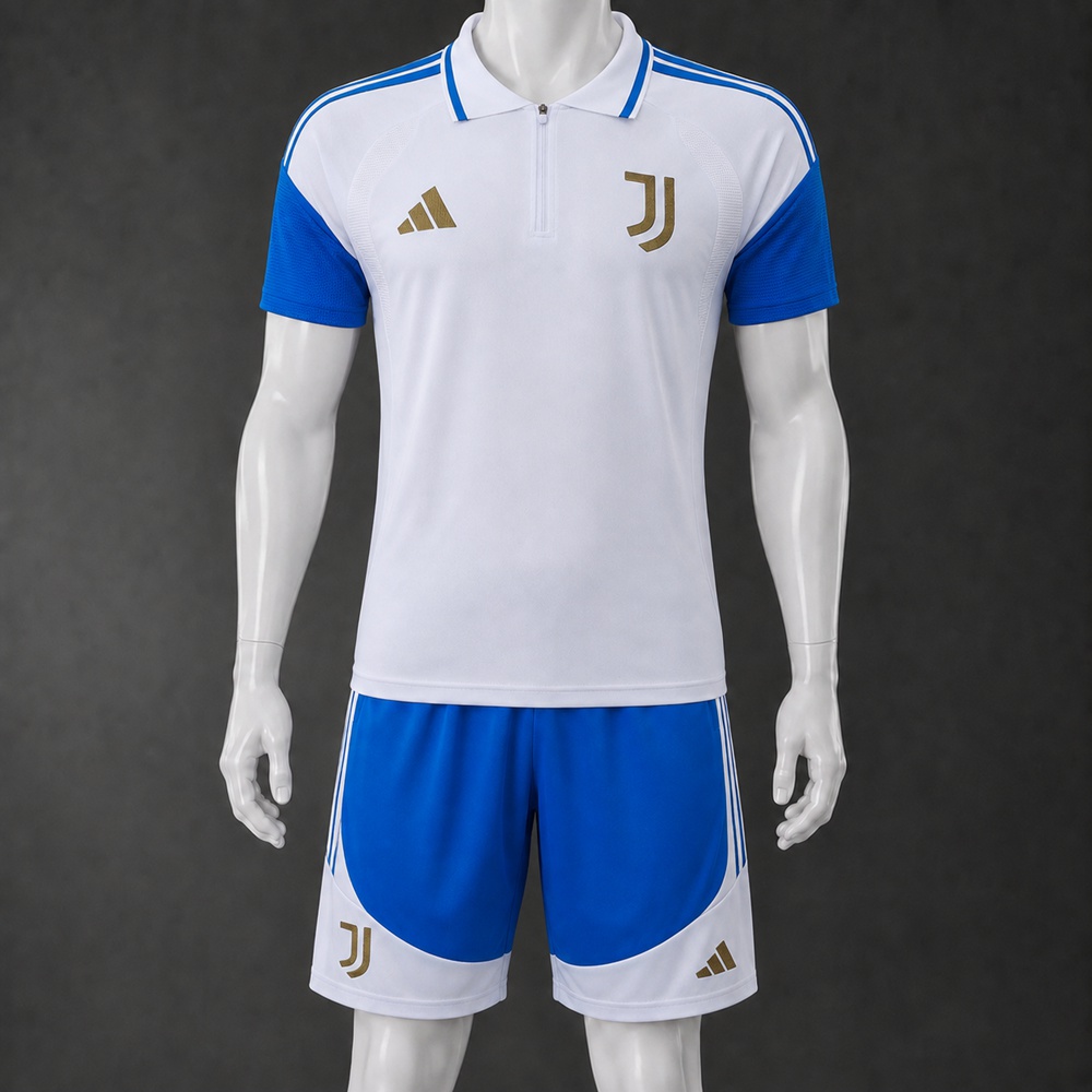 Juventus 26/27 White Blue Gold Polo/Pants Kit