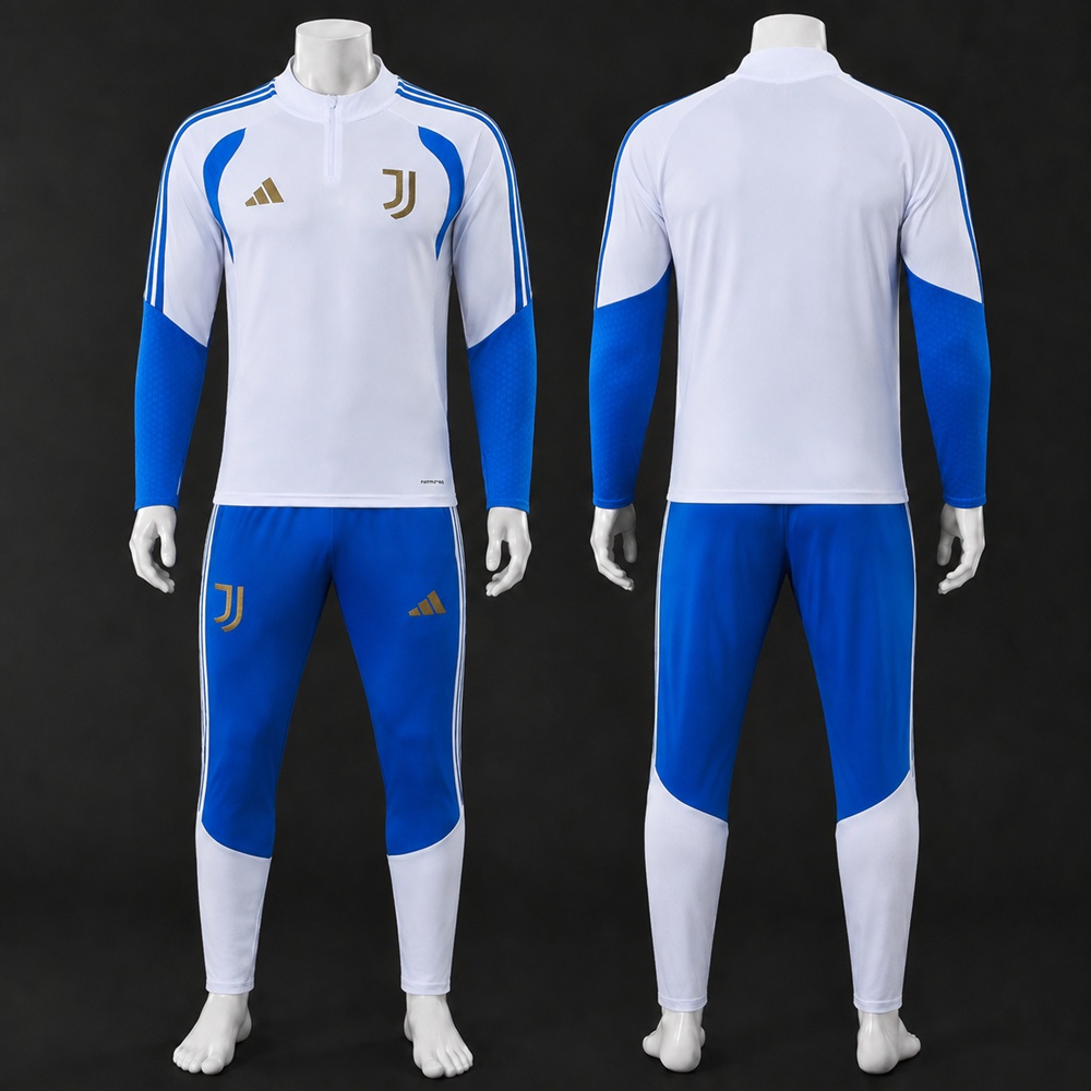 Juventus 26/27 White Blue Gold Half Zip Tracksuit