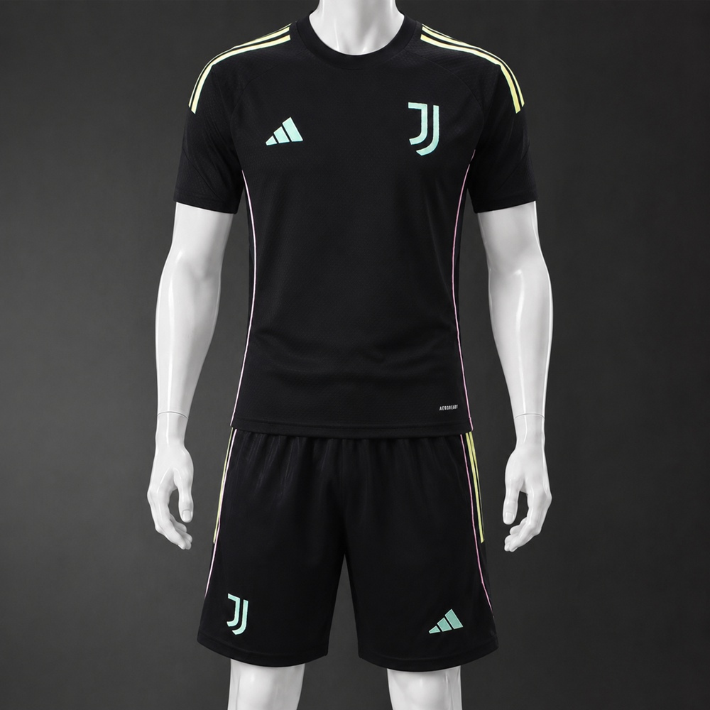 Juventus 25/26 Black Light Green Short Sleeve Short Set