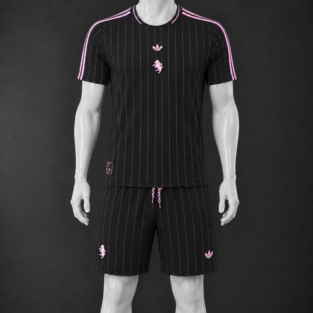 Juventus 26/27 Black Pink Short-Sleeve Shorts Set