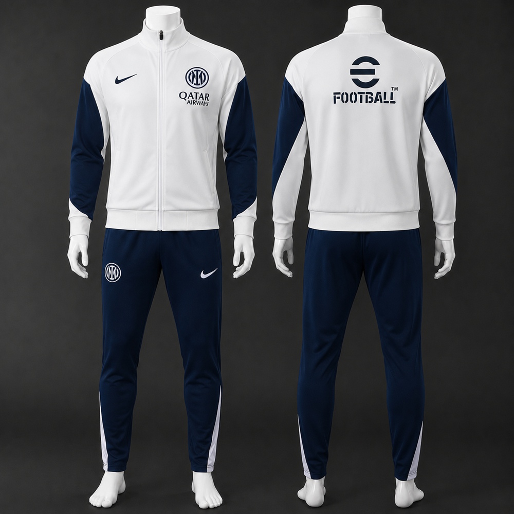 Inter Milan 25/26 White Navy Soccer Jacket Kit Set