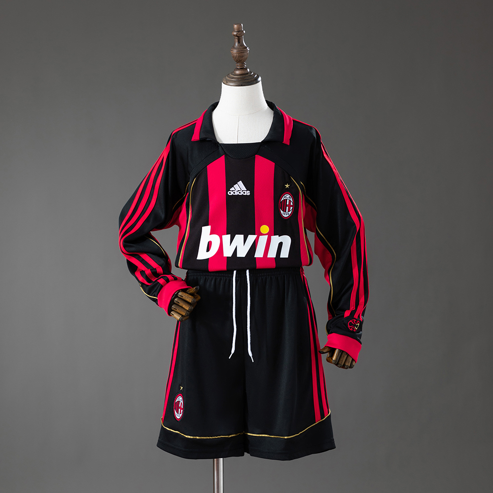 AC Milan 06/07 Home Retro Long Sleeve Kids Kit Jersey