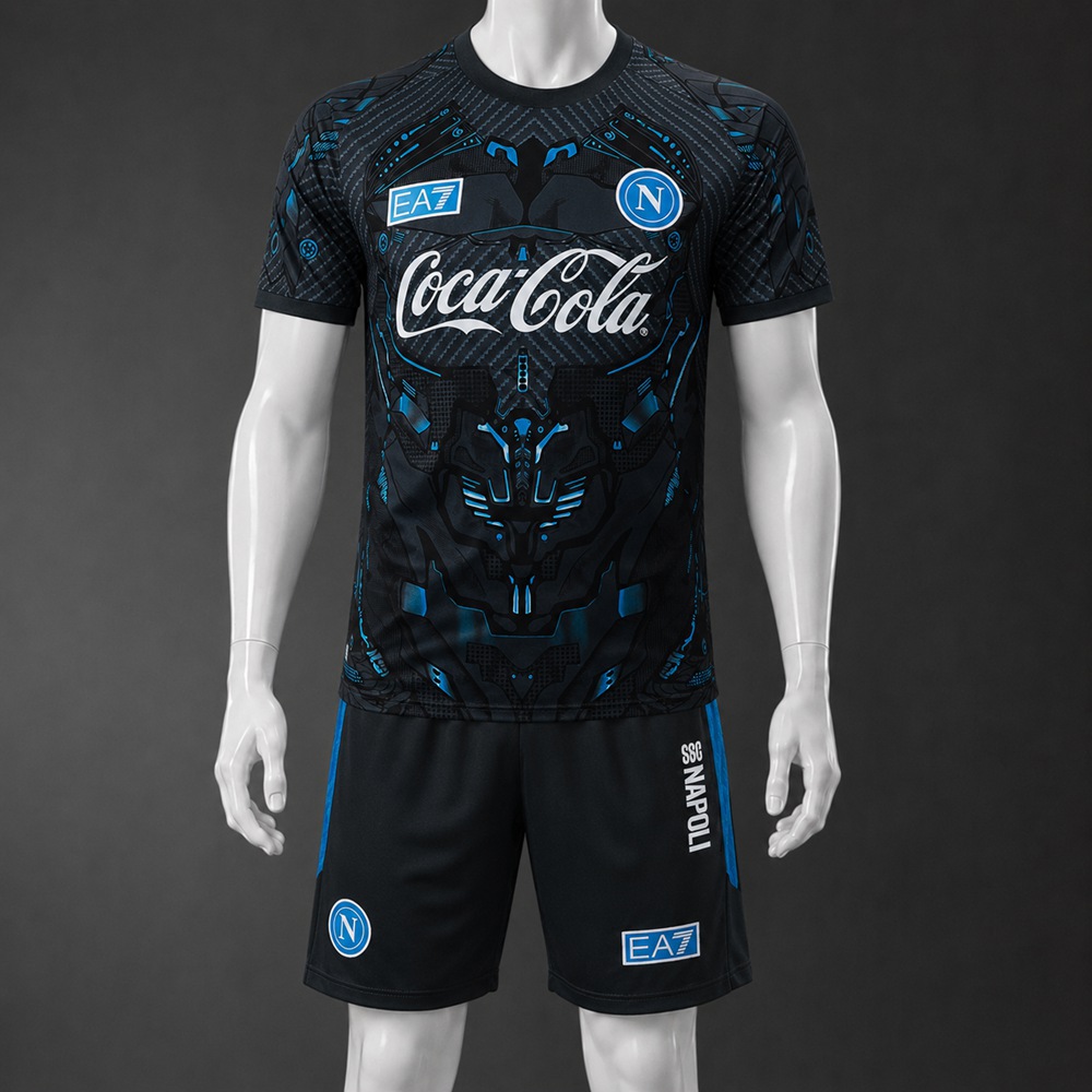 Napoli 25/26 Black Bright Blue Short Sleeve Short Set