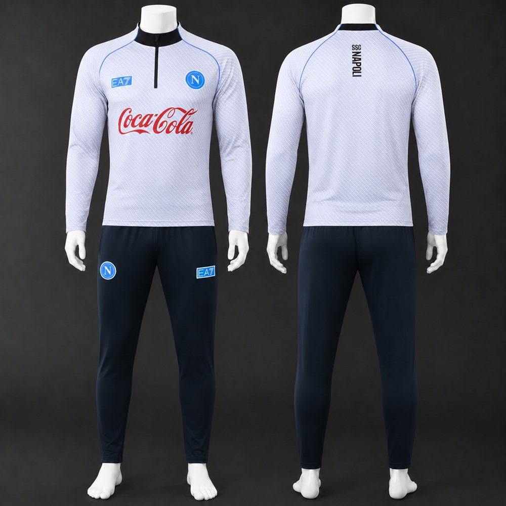 Napoli 25/26 White Printed Navy Half Zip Tracksuit