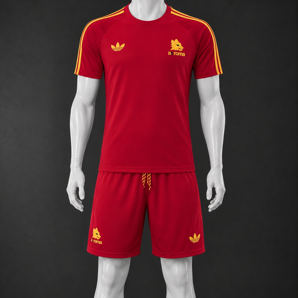 Roma 26/27 Red Yellow Short-Sleeve Shorts Set