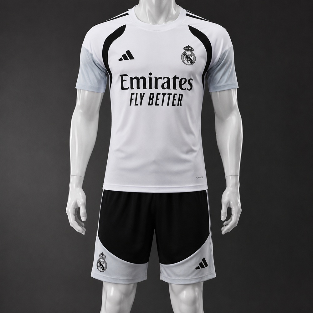 Real Madrid 26/27 White Black Short Sleeve Short Set