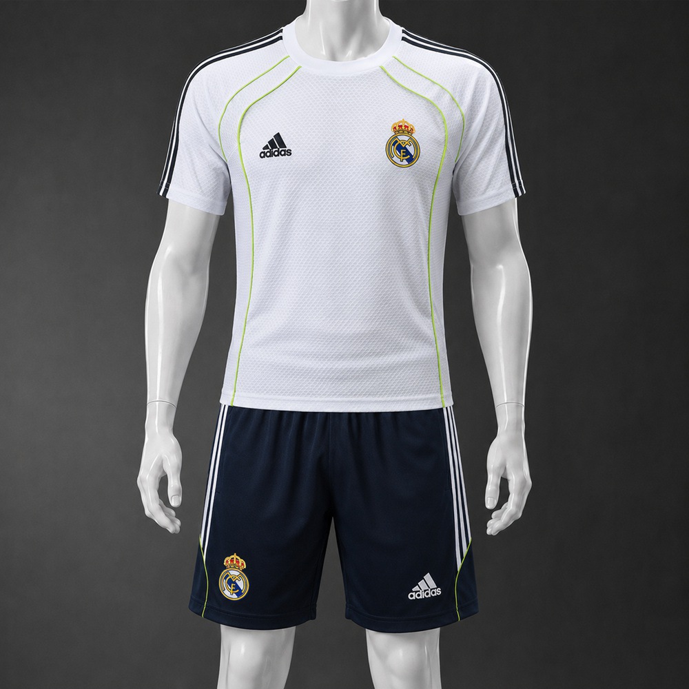 Real Madrid 25/26 White Navy Short Sleeve Short Set