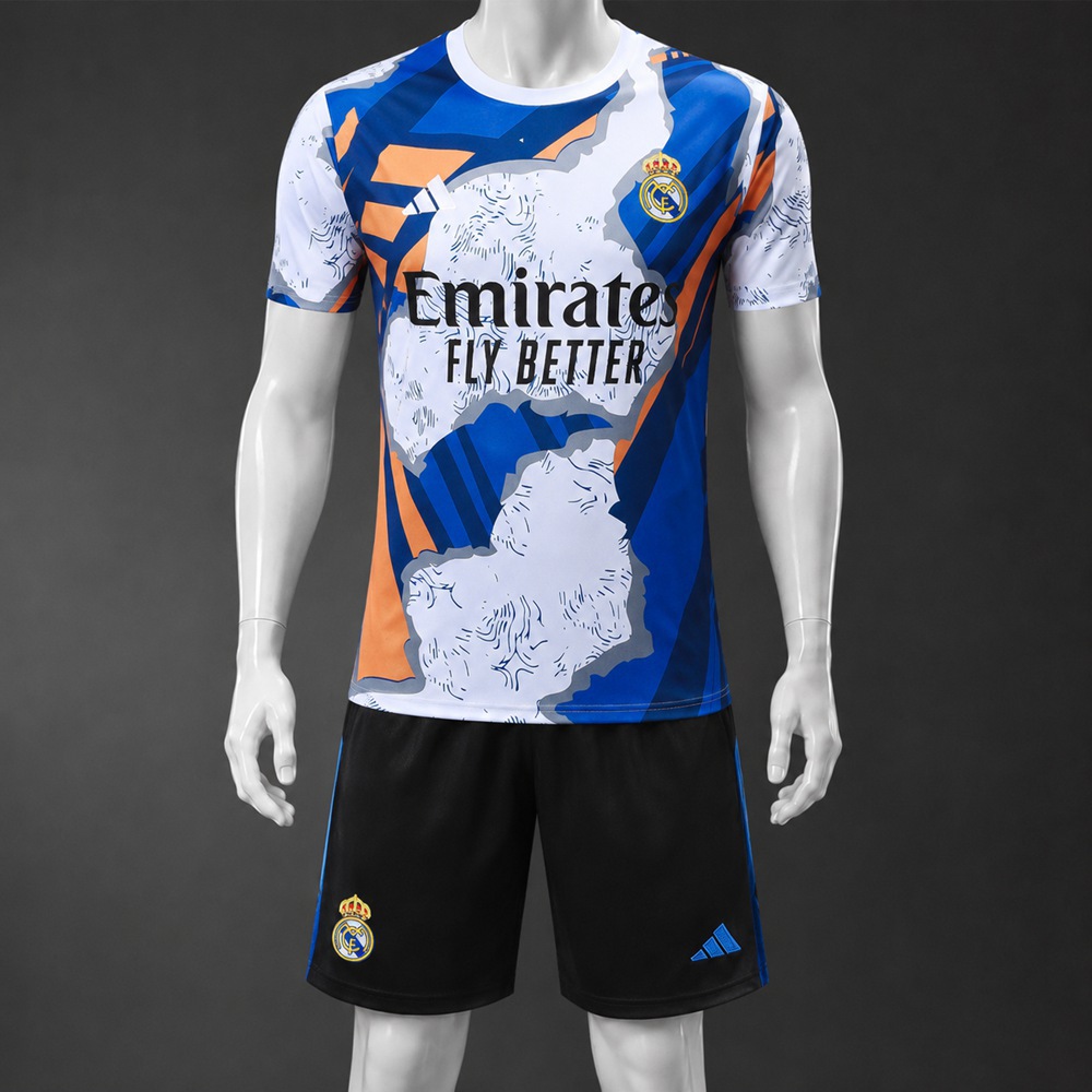 Real Madrid 25/26 Multicolor White Black Short Sleeve Short Set