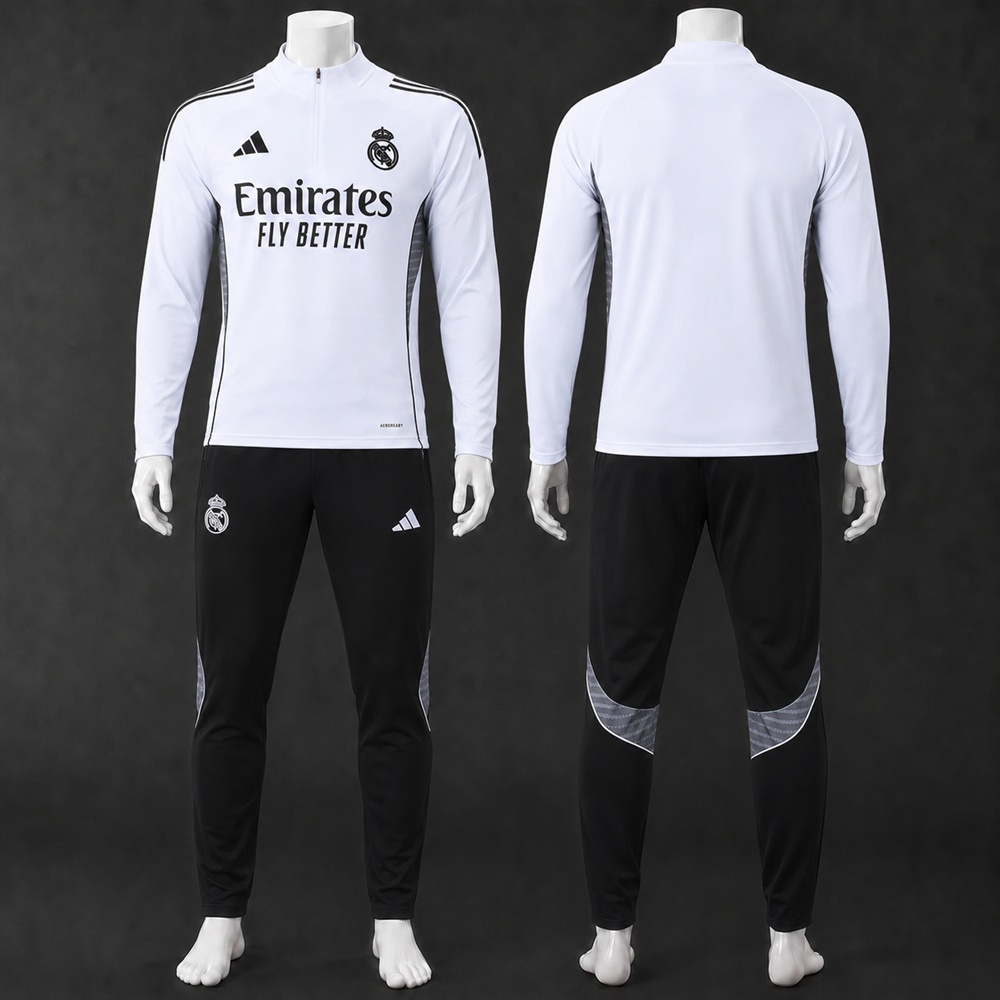 Real Madrid 25/26 Black Red Half Zip Tracksuit