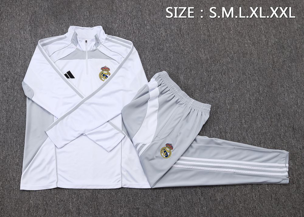 Real Madrid 25/26 White Grey Half Zip Tracksuit Foto 2