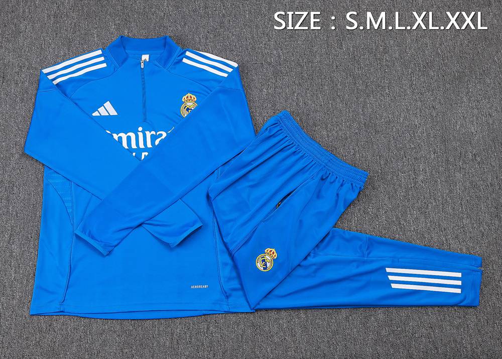 Real Madrid 25/26 Blue White Half Zip Tracksuit Foto 2