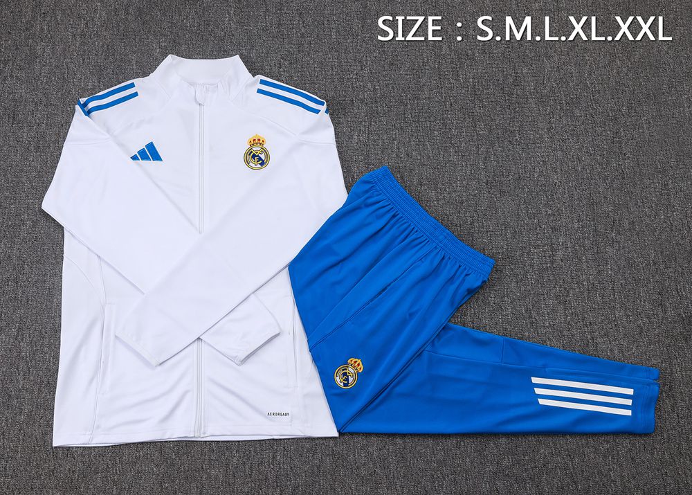 Real Madrid 25/26 White Blue Jacket Kit Foto 2