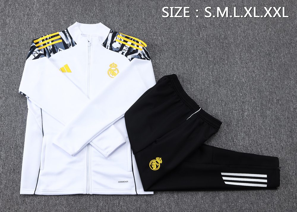 Real Madrid 25/26 White Black Soccer Jacket Kit Set Foto 2