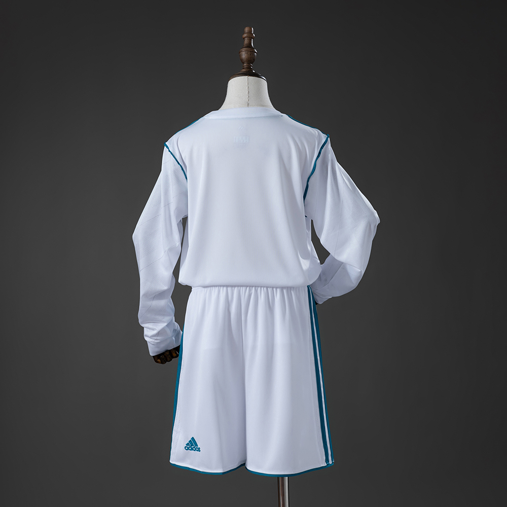 Real Madrid 17/18 Home Retro Long Sleeve Kids Kit Jersey Foto 2
