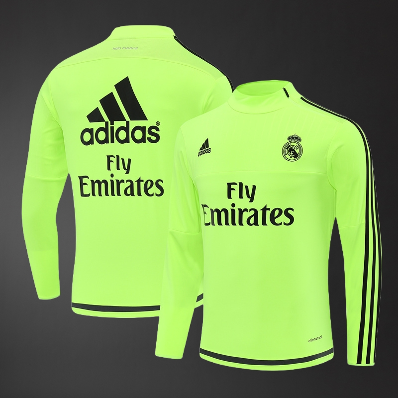 Real Madrid 15/16 Adult Retro Fluorescent Green Training Tracksuits