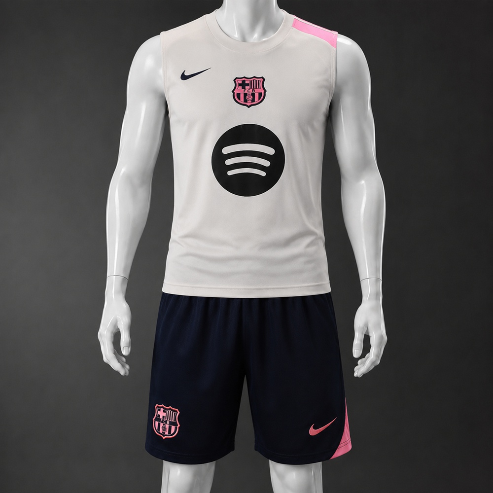 Barcelona 25/26 Off White Navy Pink Training Vest kit
