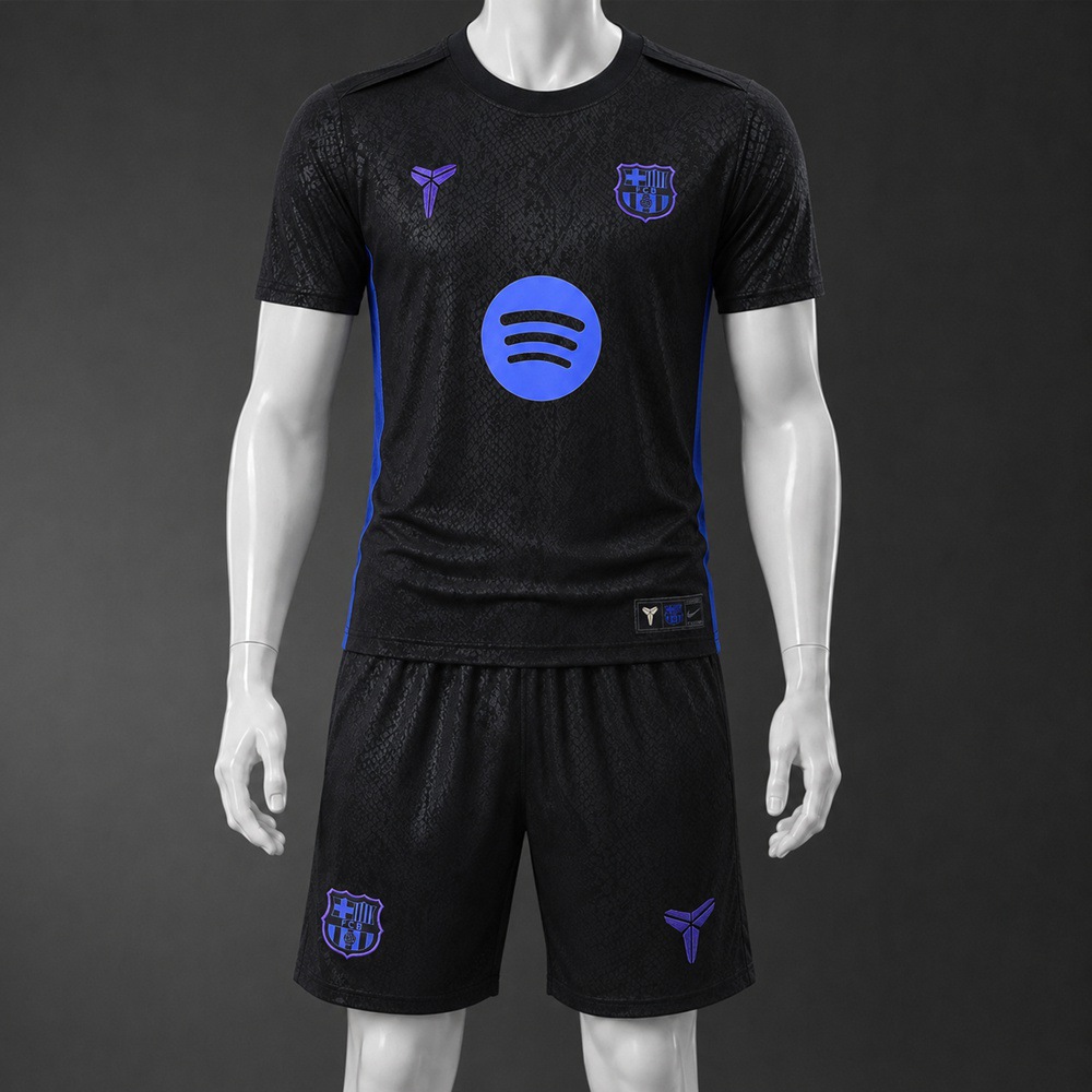 Barcelona 25/26 Black Purple Short Sleeve Short Set