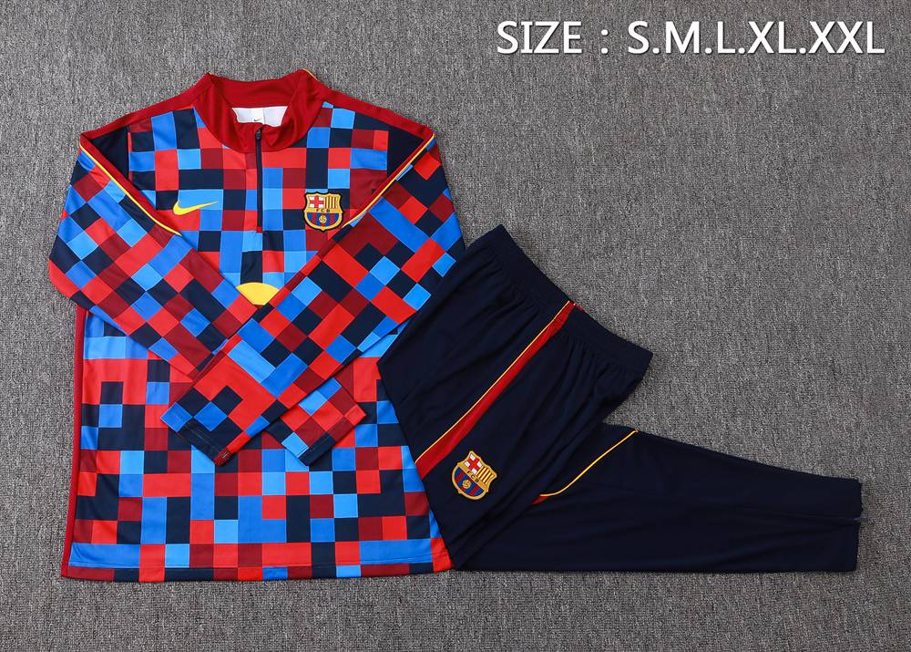 Barcelona 26/27 Red Blue Check Printed Half Zip Tracksuit Foto 2