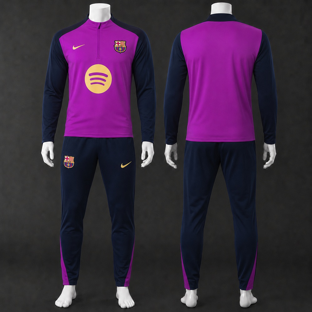 Barcelona 25/26 White Navy Half Zip Tracksuit