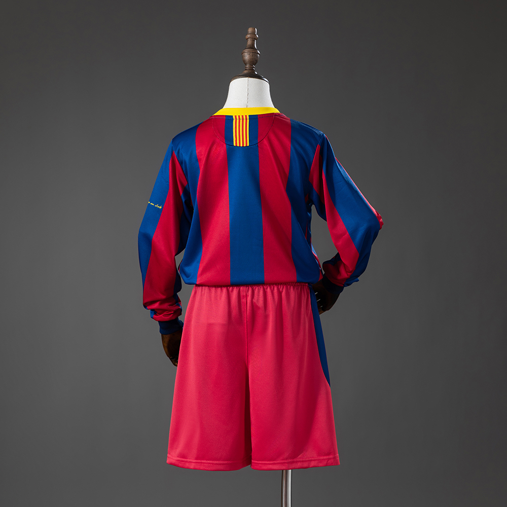 Barcelona 10/11 Home Retro Long Sleeve Kids Kit Jersey Foto 2