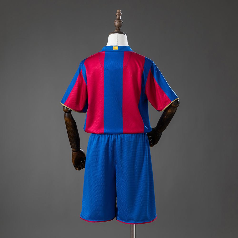 Barcelona 07/08 Home Retro Kids Kit Jersey Foto 2