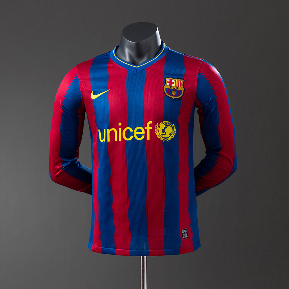Barcelona 09/10 Home Long Sleeve Player Version Retro Jersey
