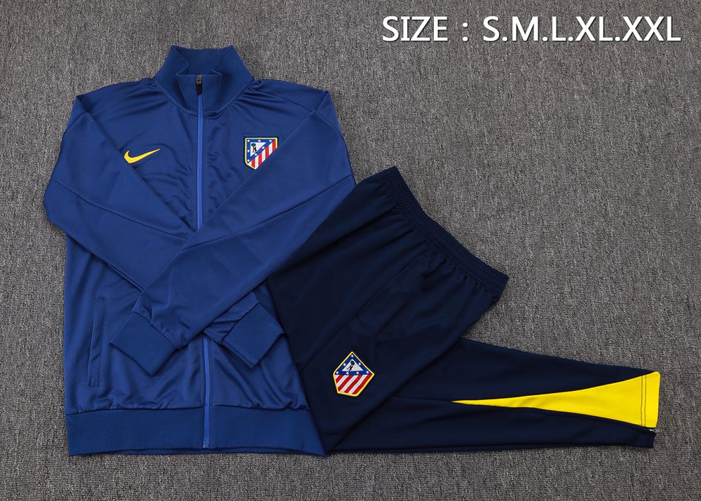 Atletico Madrid 25/26 Blue Yellow Soccer Jacket Kit Set Foto 2