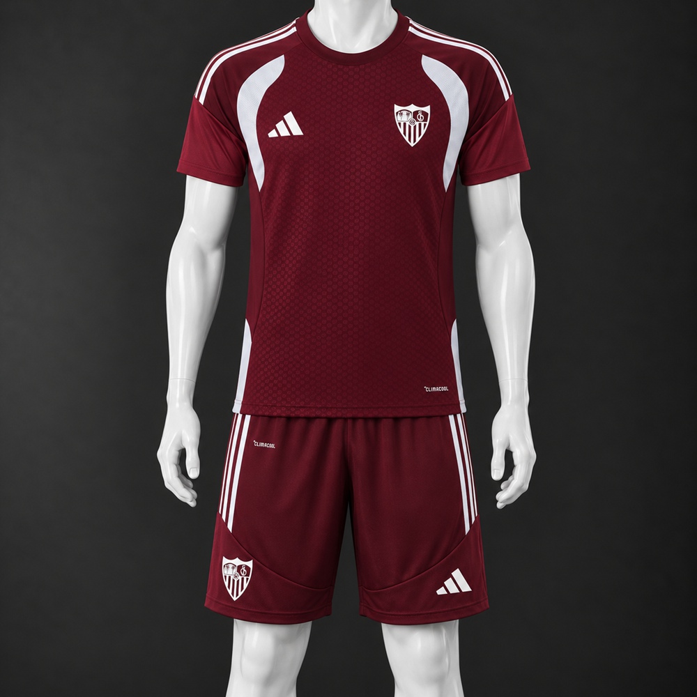 Sevilla 26/27 Burgundy White Short-Sleeve Shorts Set
