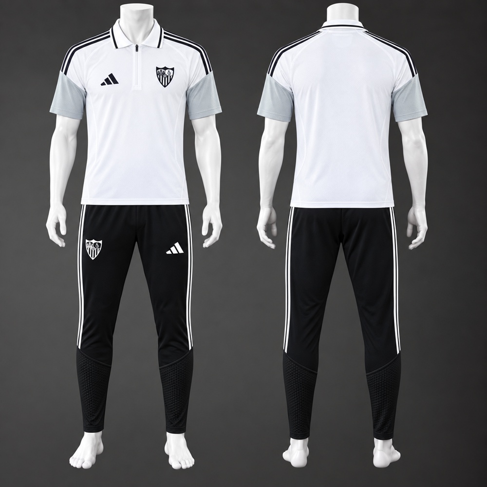 Sevilla 26/27 White Black Grey Polo Trousers Kit