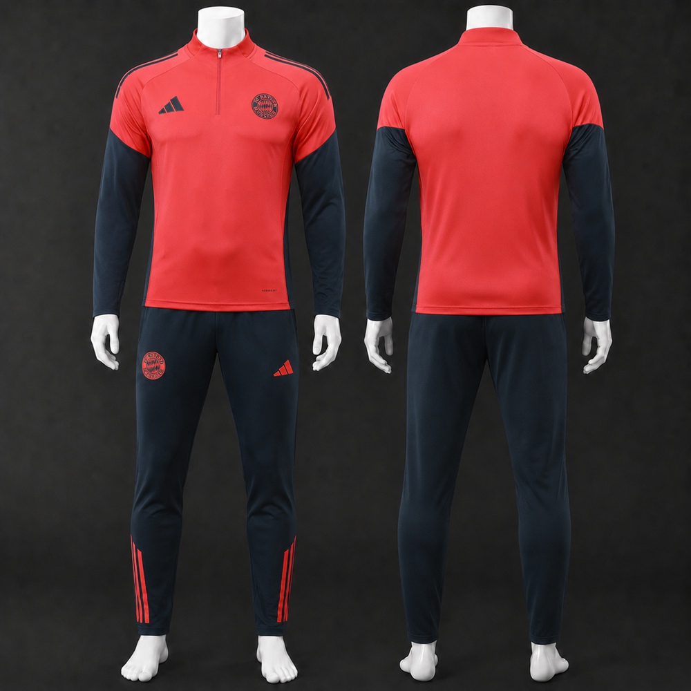 Bayern Munich 25/26 Red Navy Half Zip Tracksuit