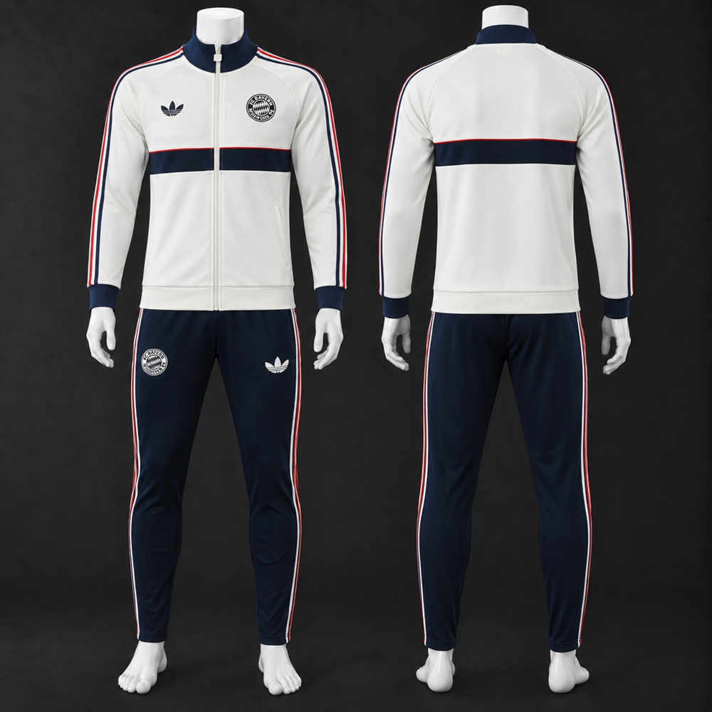 Bayern Munich 26/27 Off-White Navy Blue Red Jacket Kit