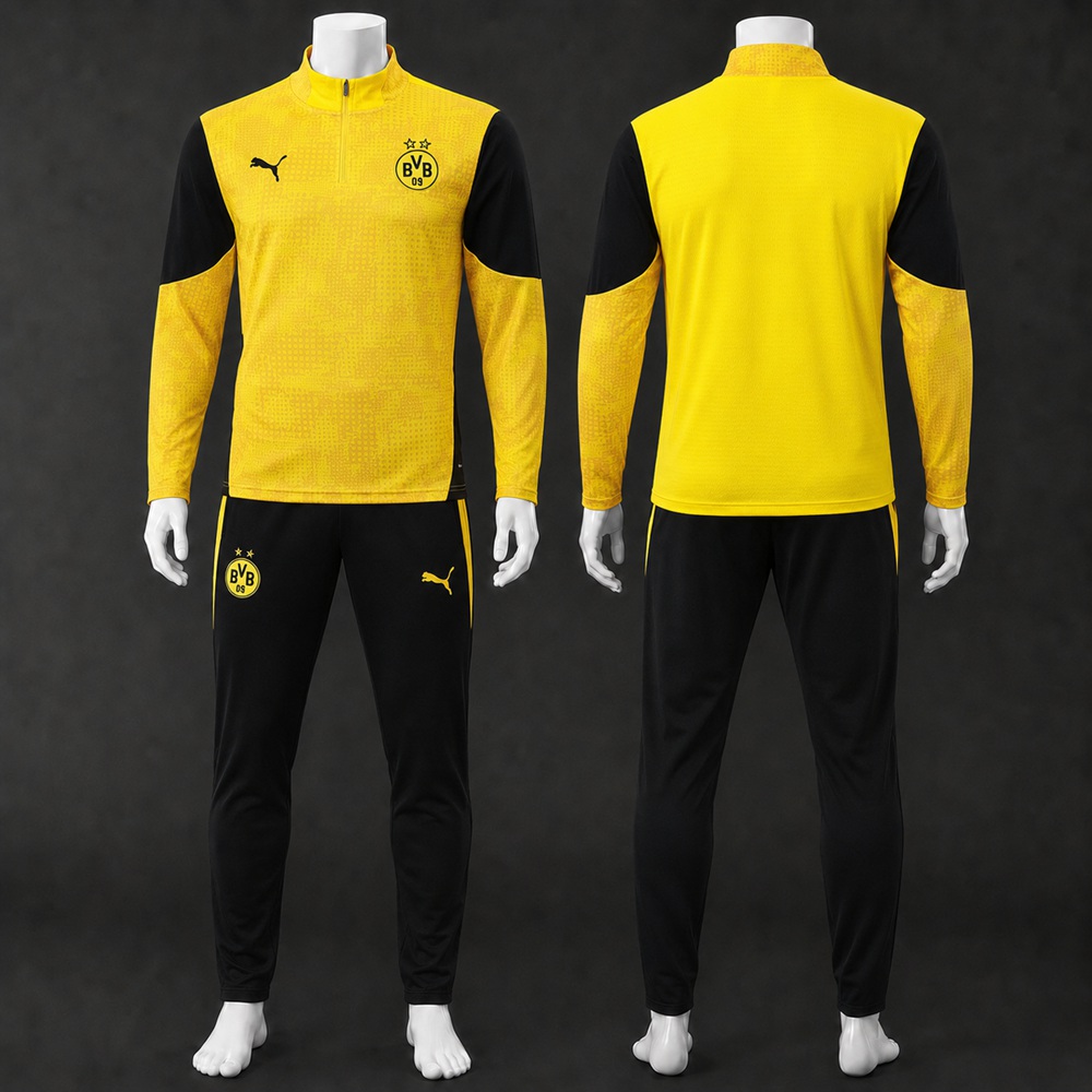 Borussia Dortmund 25/26 Yellow Black Half Zip Tracksuit