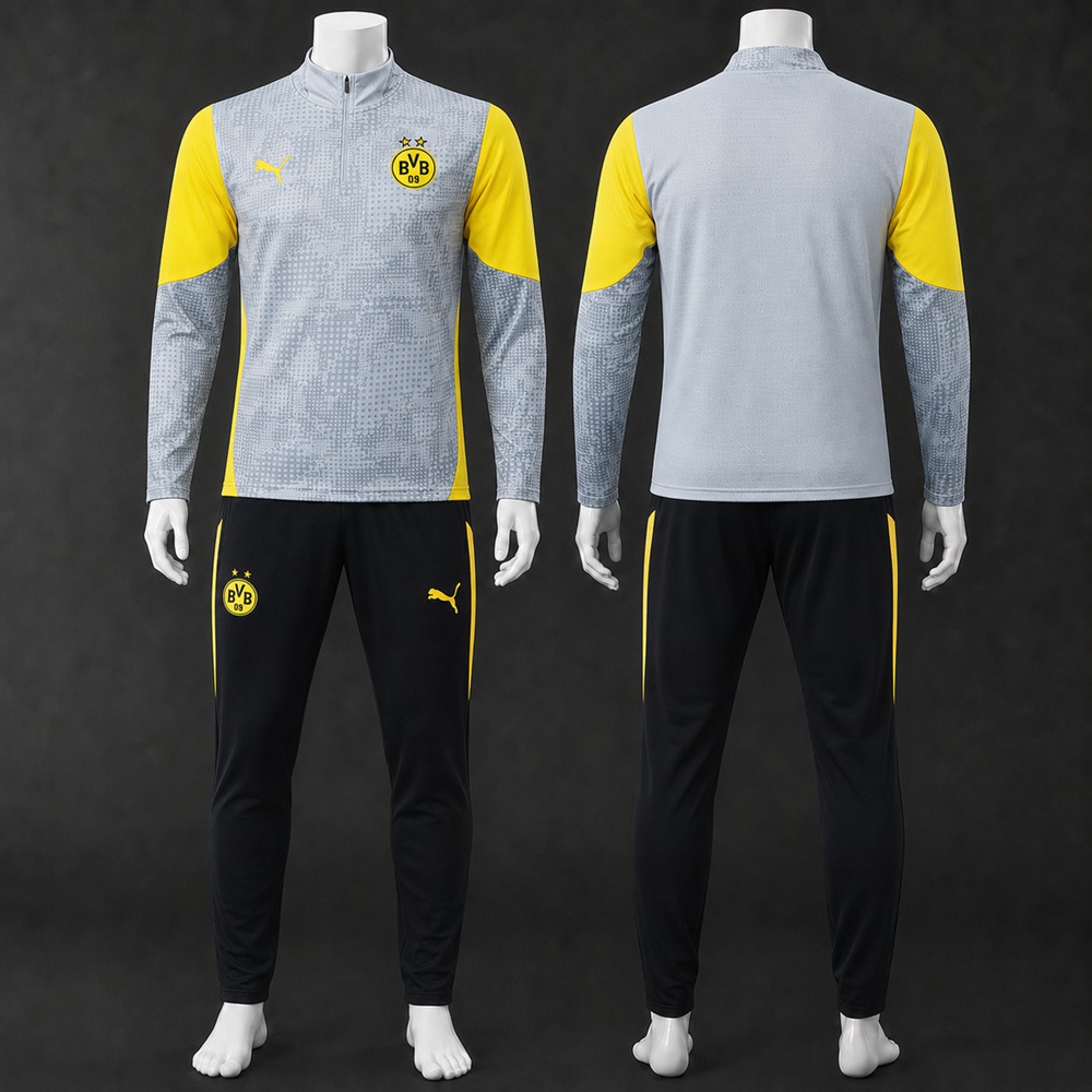 Borussia Dortmund 25/26 Grey Yellow Half Zip Tracksuit