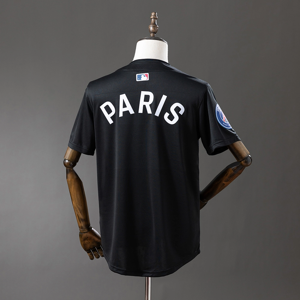 PSG 25/26 US Pack Full-Button Baseball Jersey Black Foto 2
