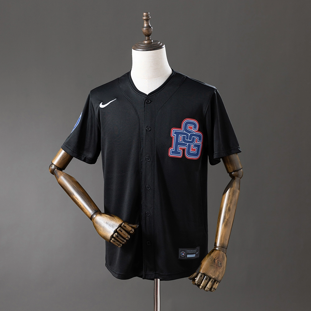 PSG 25/26 US Pack Full-Button Baseball Jersey Black