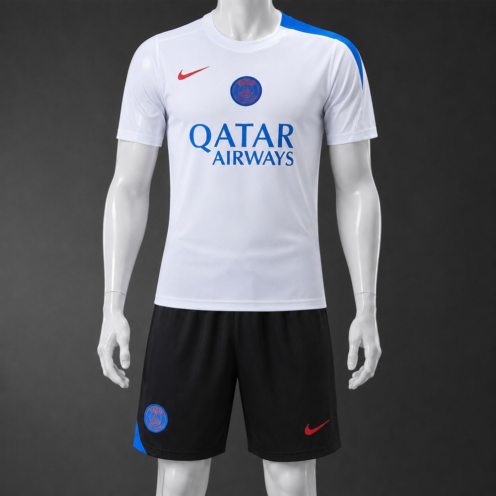 PSG 25/26 White Black Short Sleeve Short Set