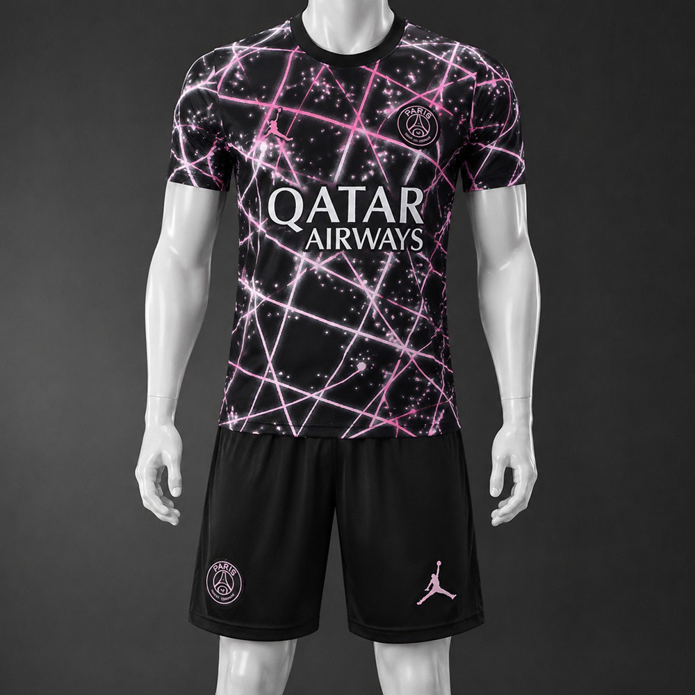 PSG 25/26 Black Pink Star Print Short Sleeve Short Set