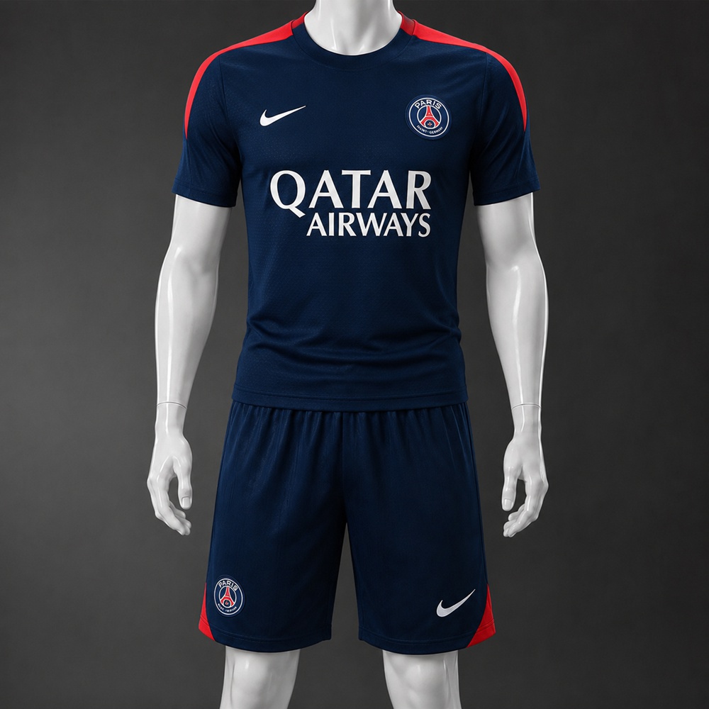 PSG 25/26 Navy Red Short Sleeve Short Set