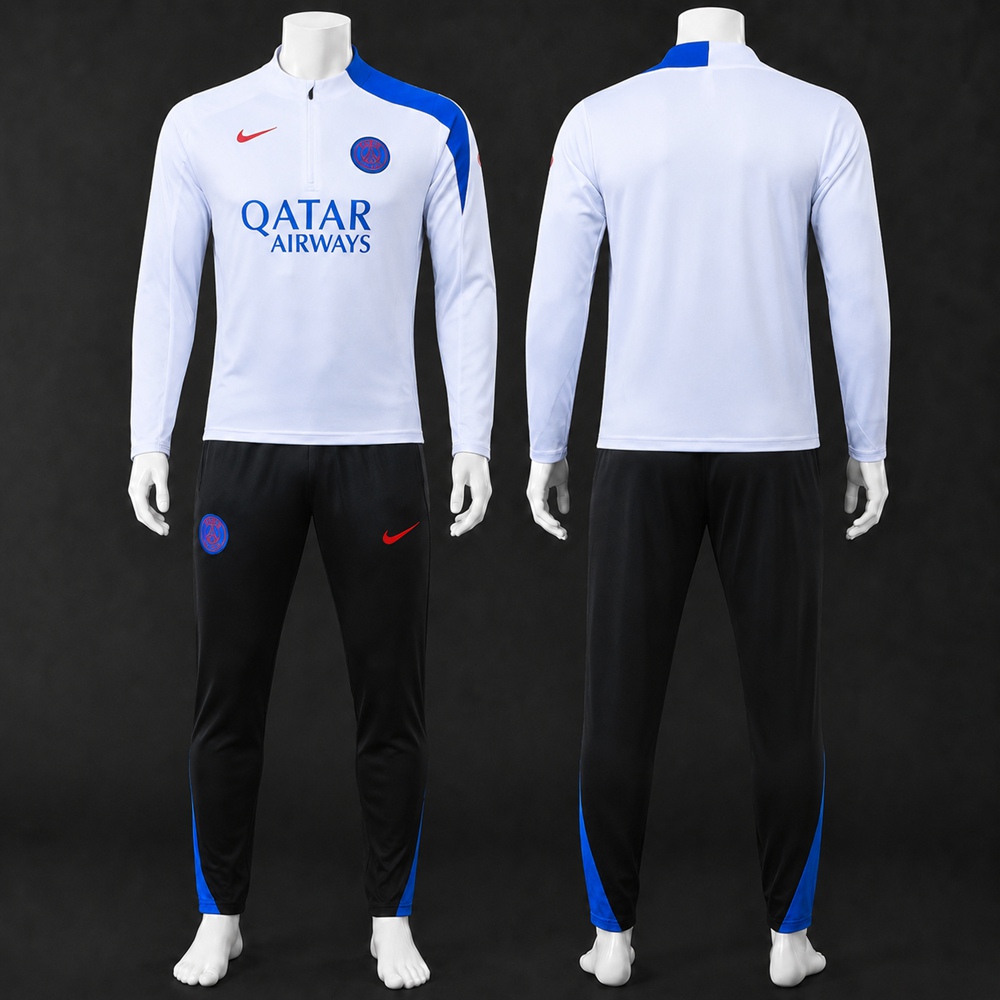 PSG 25/26 White Blue Half Zip Tracksuit