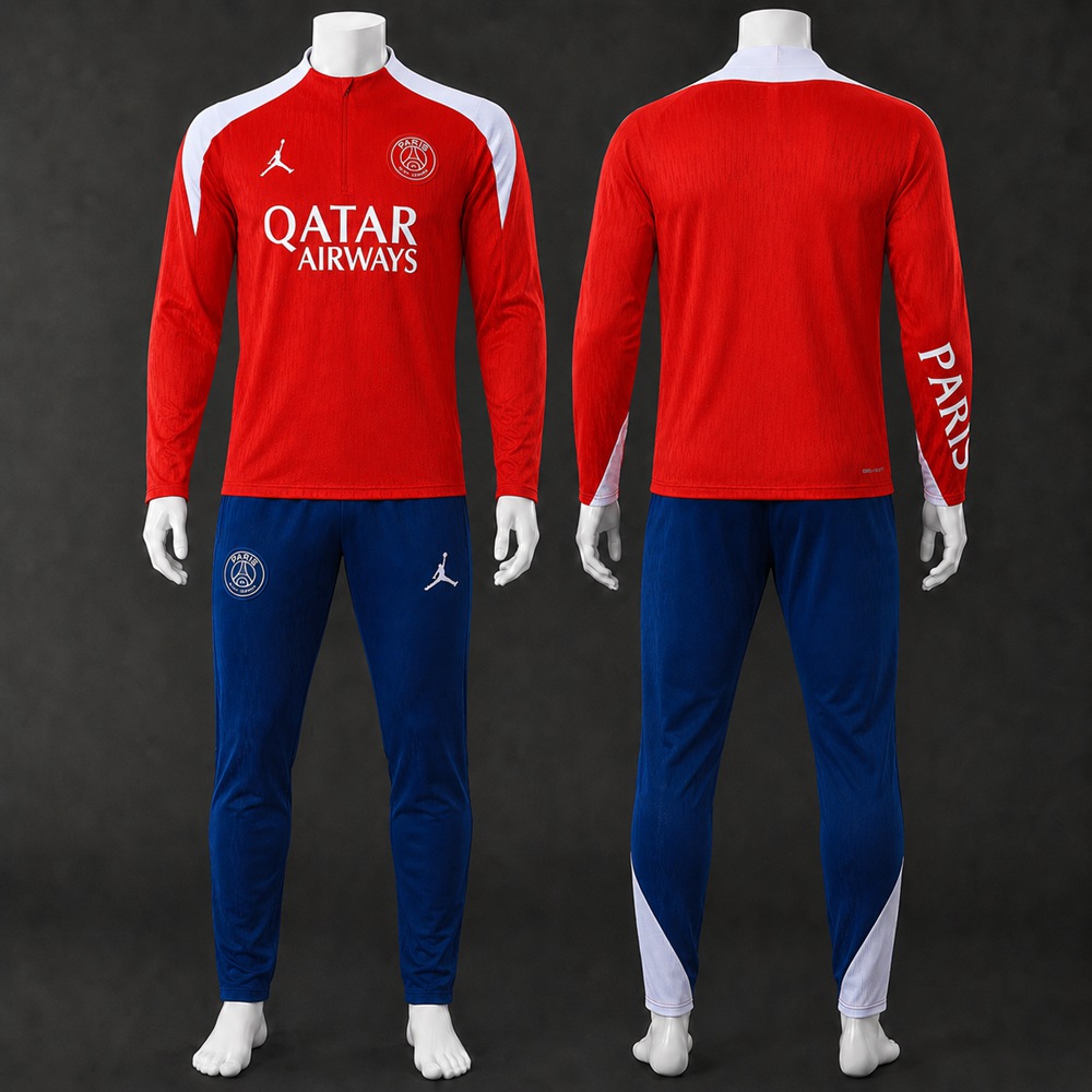 PSG 25/26 Red Blue White Half Zip Tracksuit