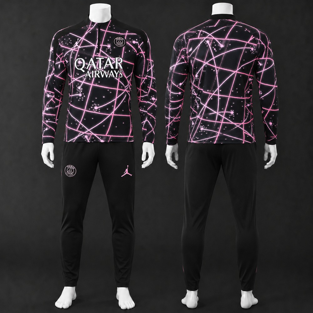 PSG 25/26 Black Pink Half Zip Tracksuit