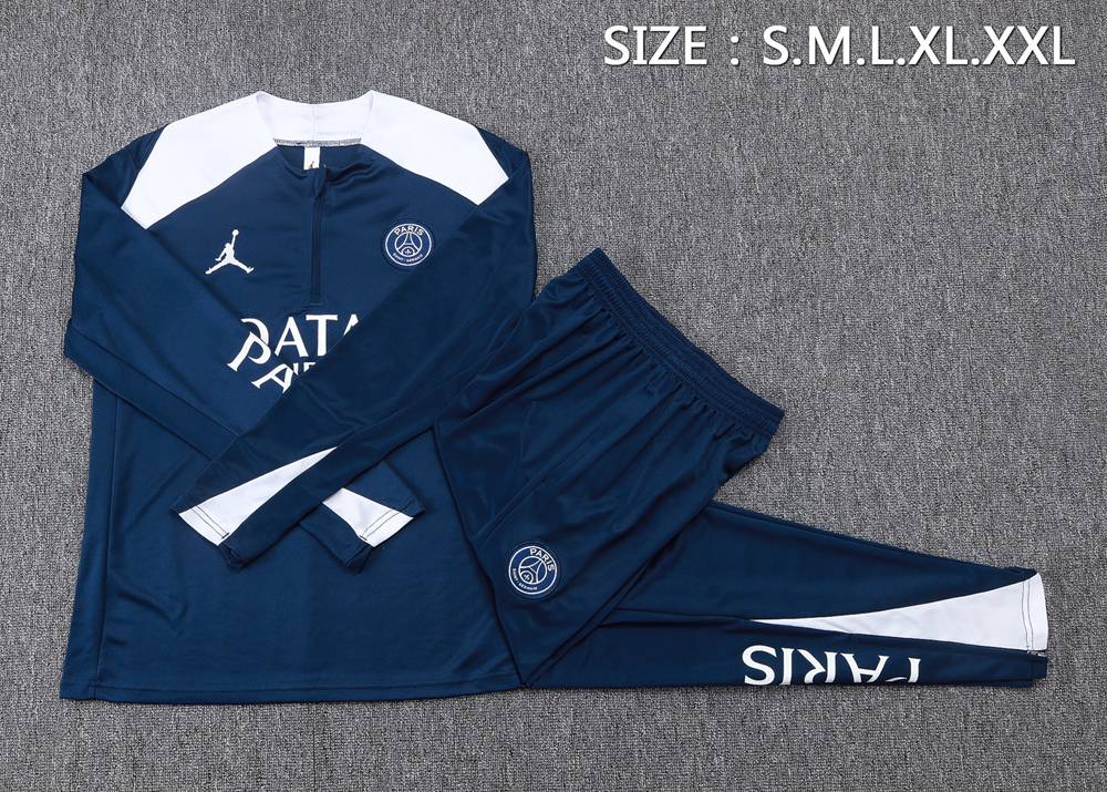 PSG 25/26 Navy White Jordan Half Zip Tracksuit Foto 2