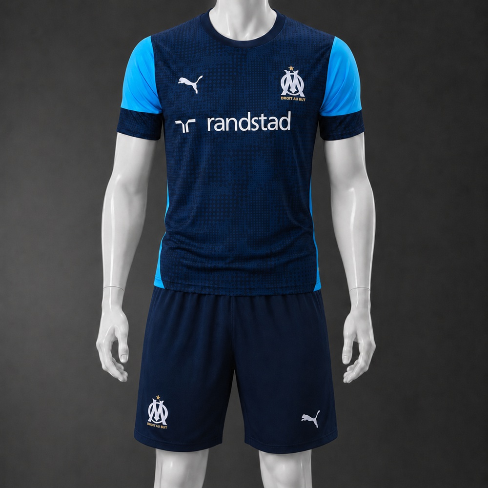 Olympique de Marseille 25/26 Dark Blue Light Blue Short Sleeve Short Set