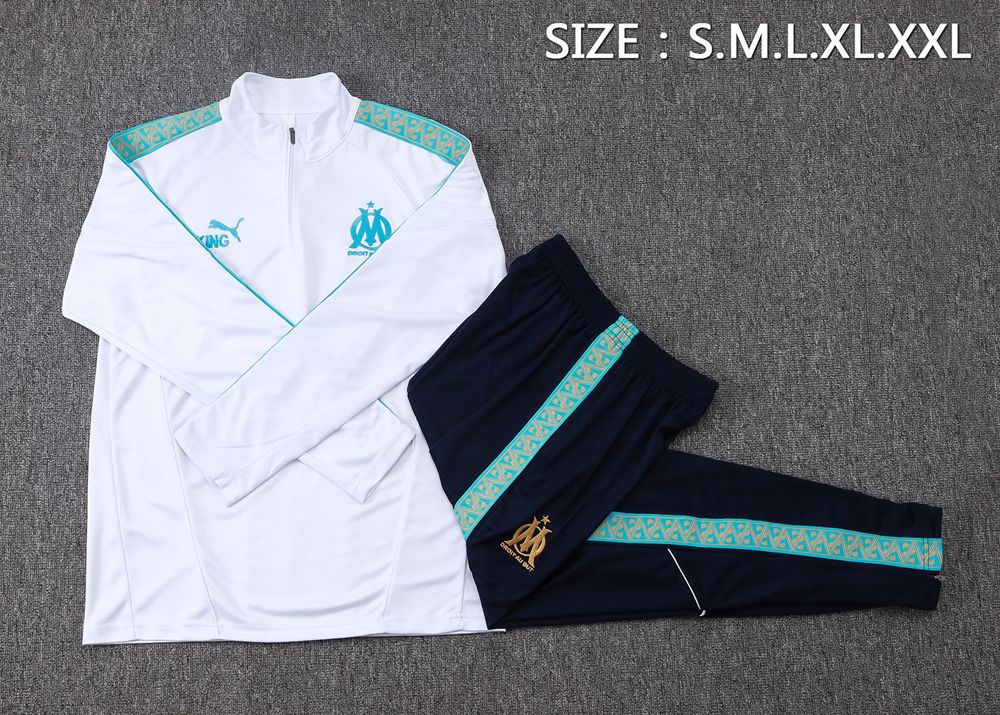Olympique de Marseille 25/26 White Turquoise Half Zip Tracksuit Foto 2