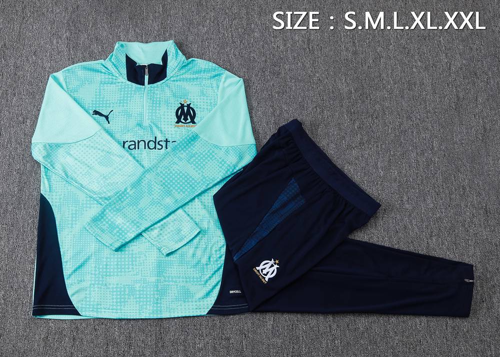 Olympique de Marseille 25/26 Light Cyan Printed Navy Half Zip Tracksuit Foto 2