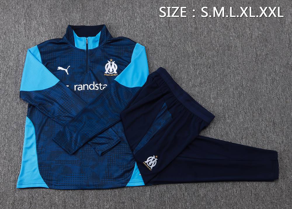 Olympique de Marseille 25/26 Navy Light Blue Printed Half Zip Tracksuit Foto 2