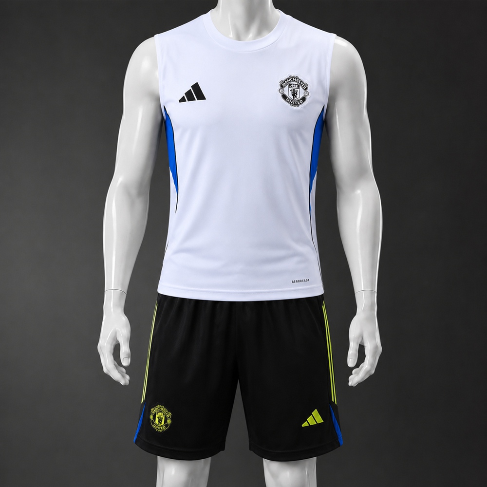 Manchester United 25/26 White Black Blue Lime Training Vest kit
