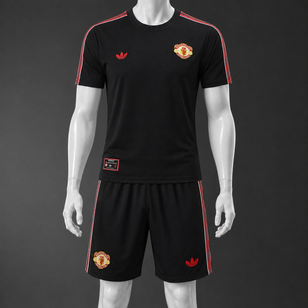Manchester United 25/26 Black Red Short Sleeve Short Set