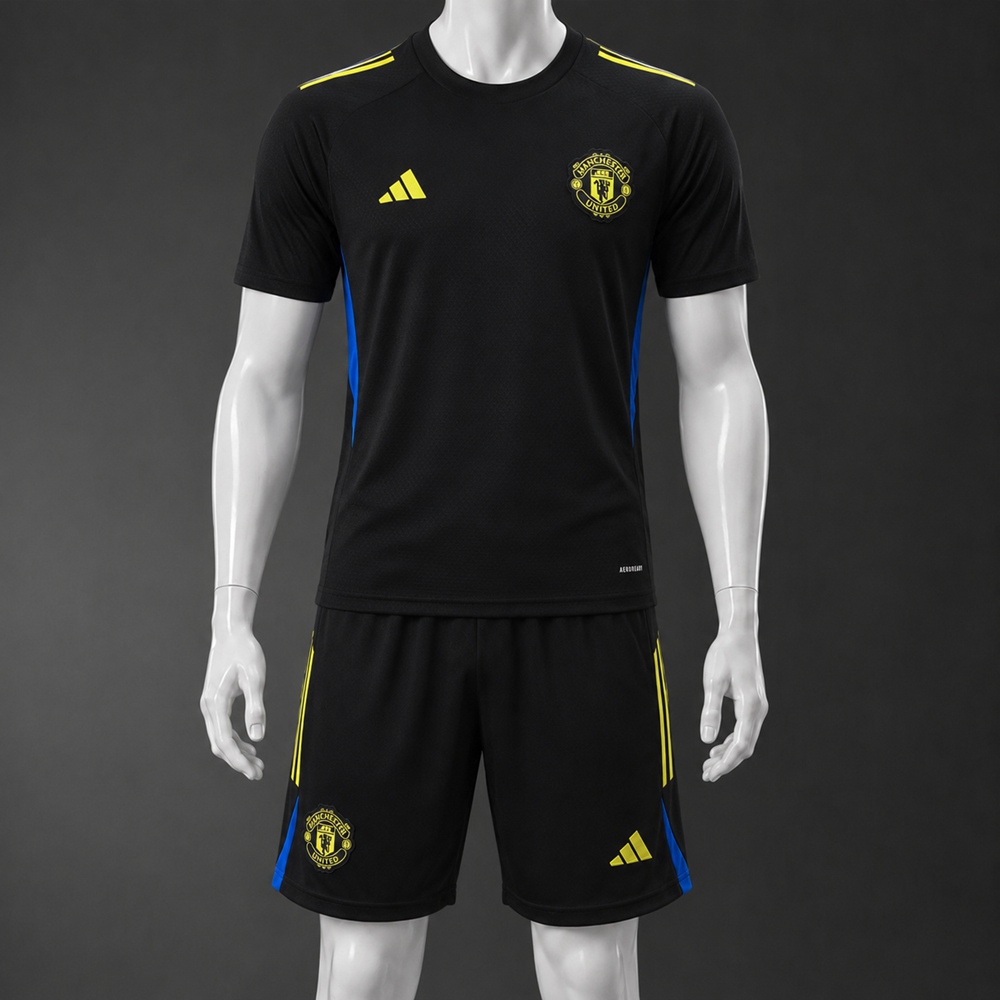 Manchester United 25/26 Black Blue Short Sleeve Short Set