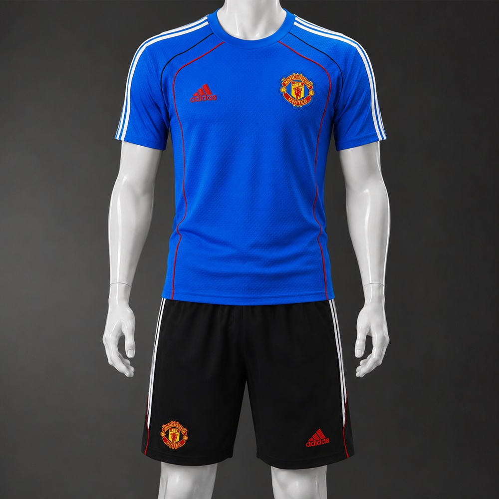 Manchester United 25/26 Blue Black Short Sleeve Short Set